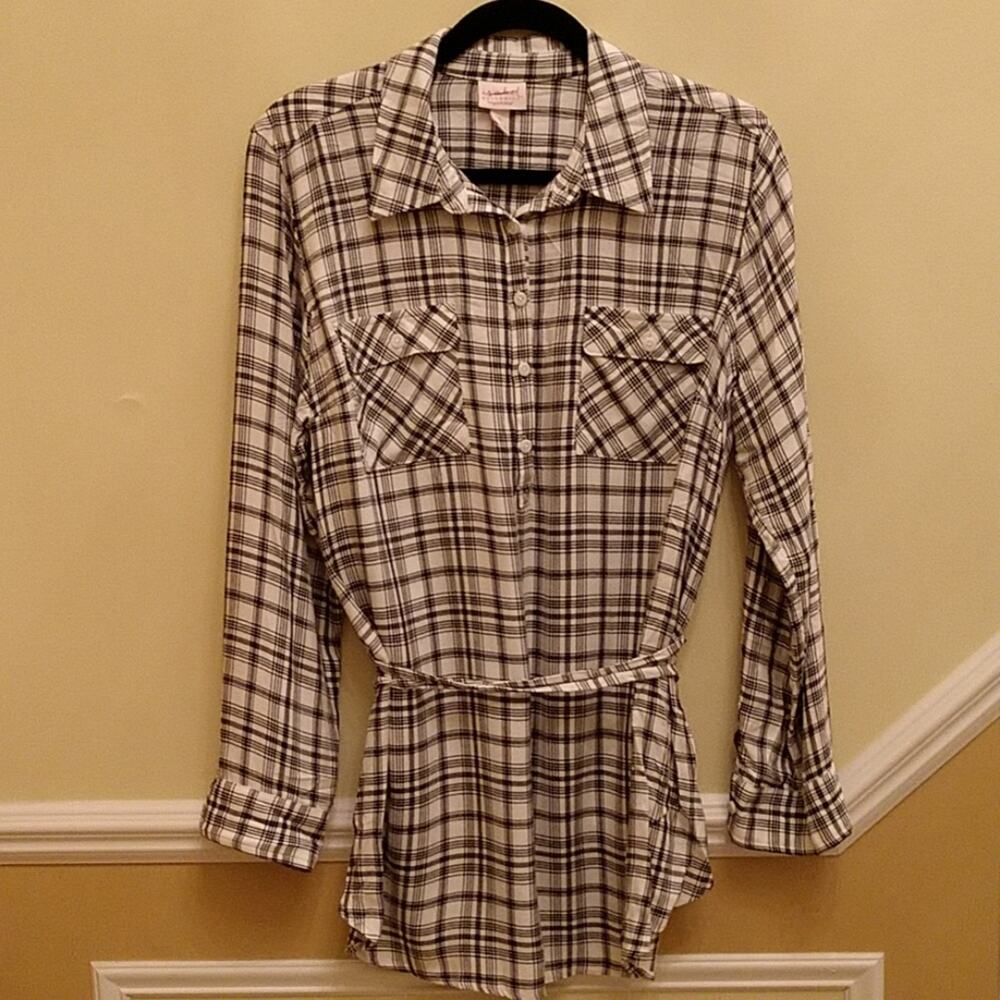 Isabel Maternity Plaid Lightweight Flannel Tunic size Large